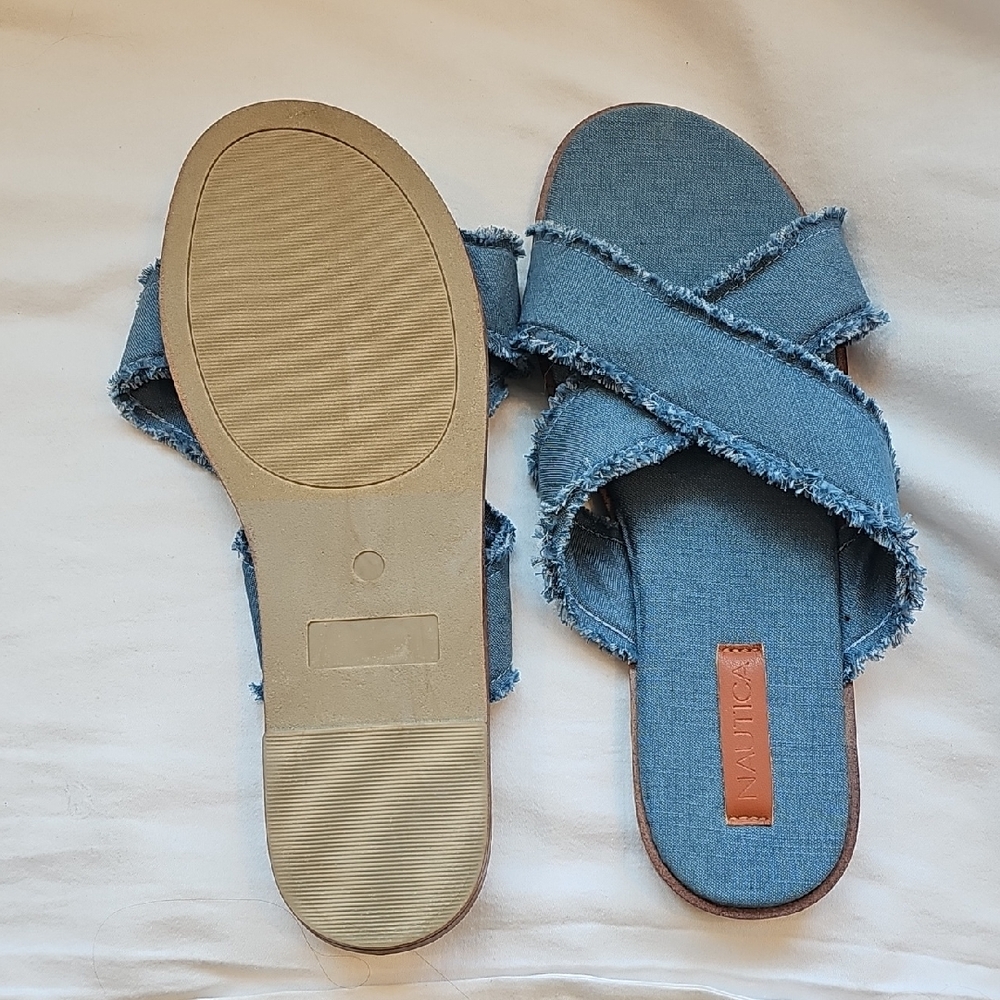Nautica Blue Denim Crisscross Sandals